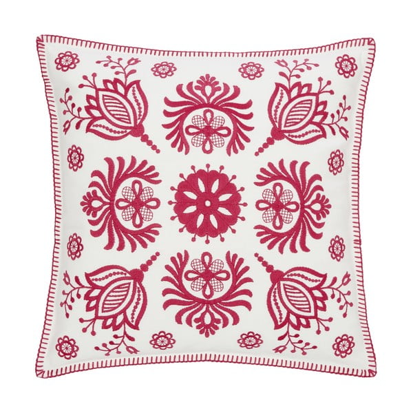 Bijelo-ružičasta pamučna ukrasna jastučnica Westwing Collection Folk, 45 x 45 cm