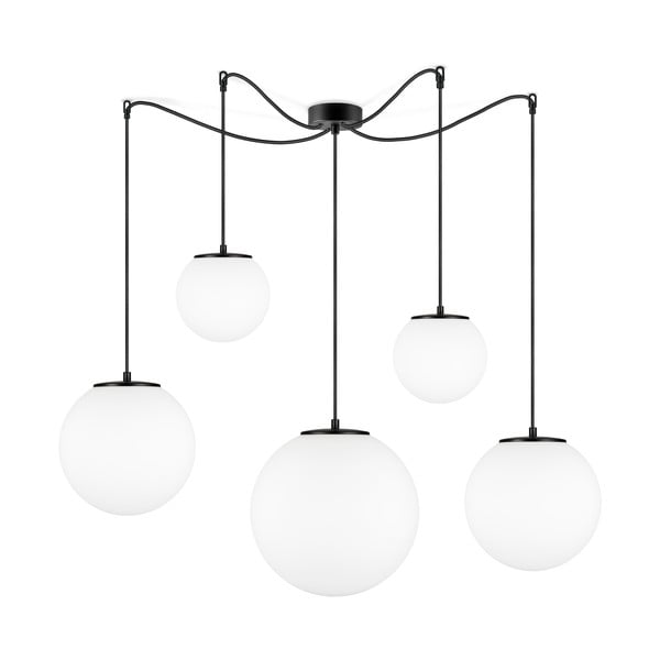 Bijela viseća svjetiljka s pet krakova i grlom u crnoj boji Sotto Luce TSUKI