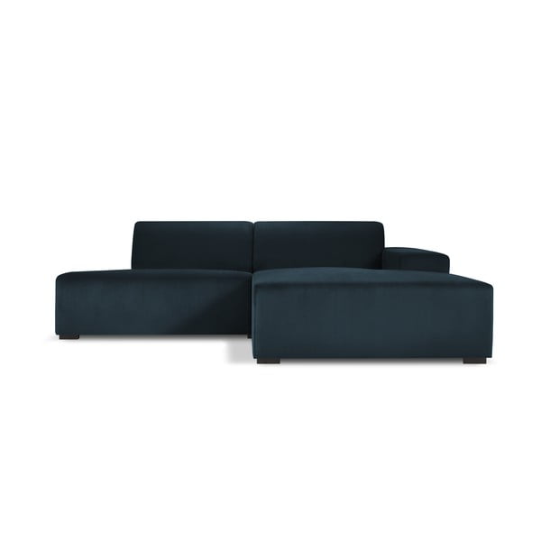 Tamnoplava baršunasta kutna sofa Cosmopolitan Design Hobart, desni kut