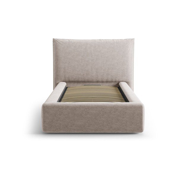 Bež tapecirani krevet s prostorom za odlaganje s podnicom 90x200 cm Kaelle – Micadoni -image-3