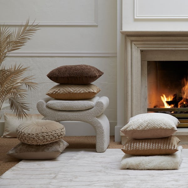 Krem tabure od bouclé tkanine Nafya – Light & Living-image-2