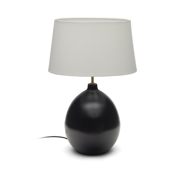 Crno-bijela stolna lampa s tekstilnim sjenilom (visina 72 cm) Foixa – Kave Home