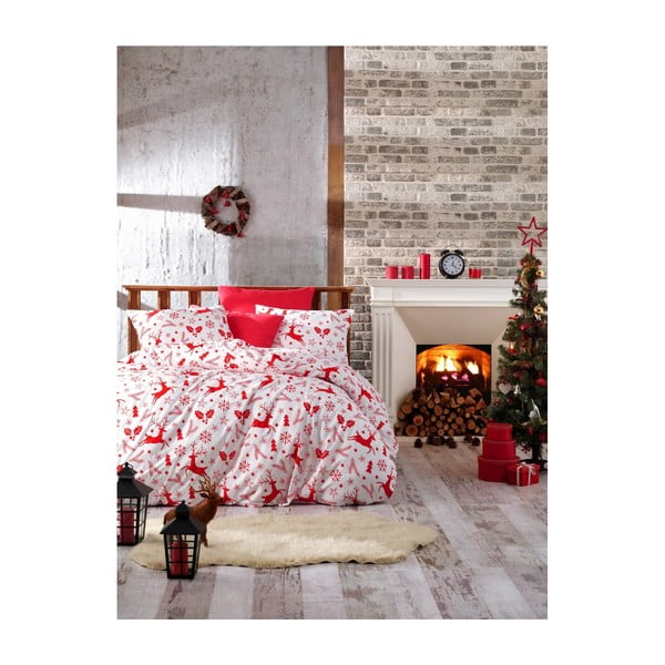Božićna pamučna posteljina s plahtama Zoe, 160 x 220 cm