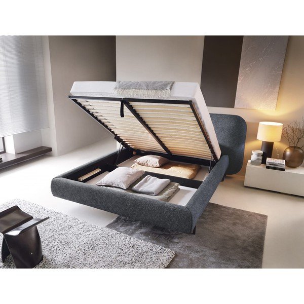 Plavi tapecirani bračni krevet s prostorom za odlaganje s podnicom 140x200 cm Pointt – ELTAP-image-2