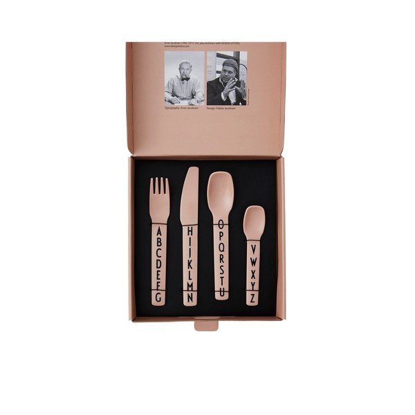 4-dijelni set ružičastog dječjeg pribora za jelo Design Letters-image-3