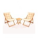 Krem/u prirodnoj boji vrtna garnitura od masivne bukve za 2 osobe – Floriane Garden