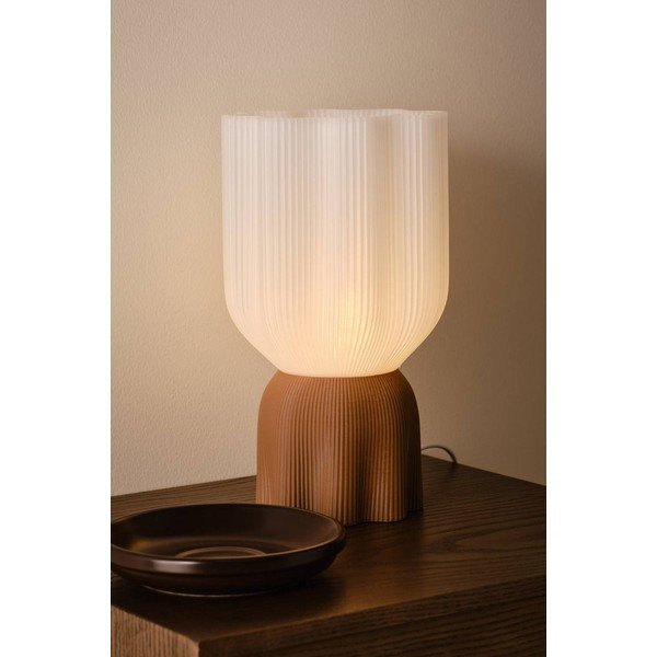 Bijela/smeđa plastična stolna lampa (visina 27 cm) Camier – Jotex-image-1