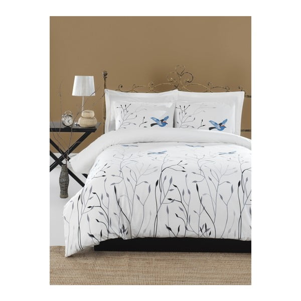 Posteljina s posteljinom za bračni krevet od pamuka Mijolnir Fidella Blue, 160 x 220 cm