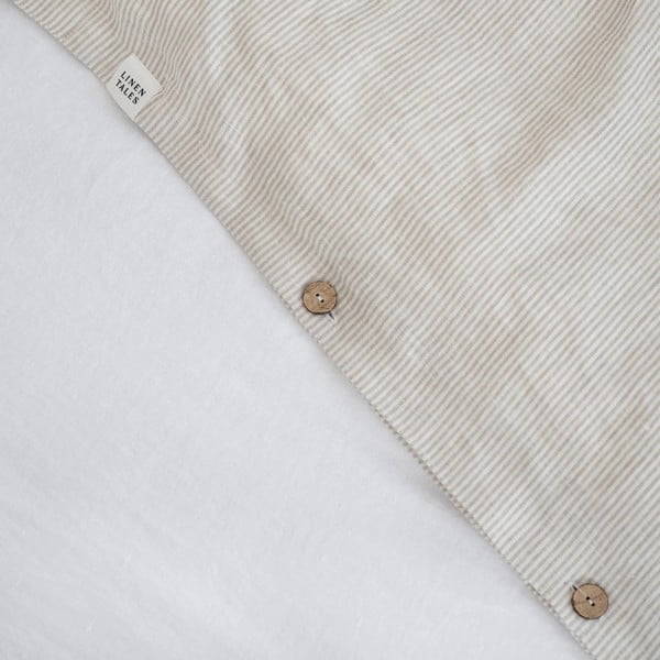 Bijelo-bež lanena posteljina za bračni krevet 200x200 cm – Linen Tales-image-3