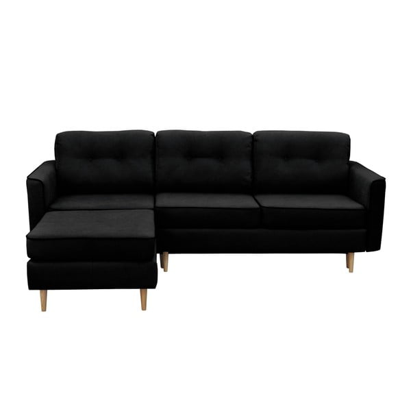 Crni kauč na razvlačenje sa svijetlim nogama Mazzini Sofas Ladybird, lijevi kut