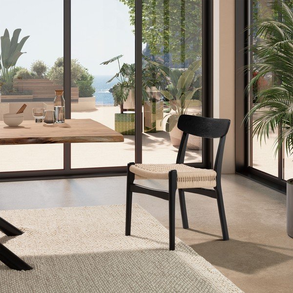 Crne blagovaonske stolice u setu 2 kom od masivnog kaučuka Biel – MOME-image-1