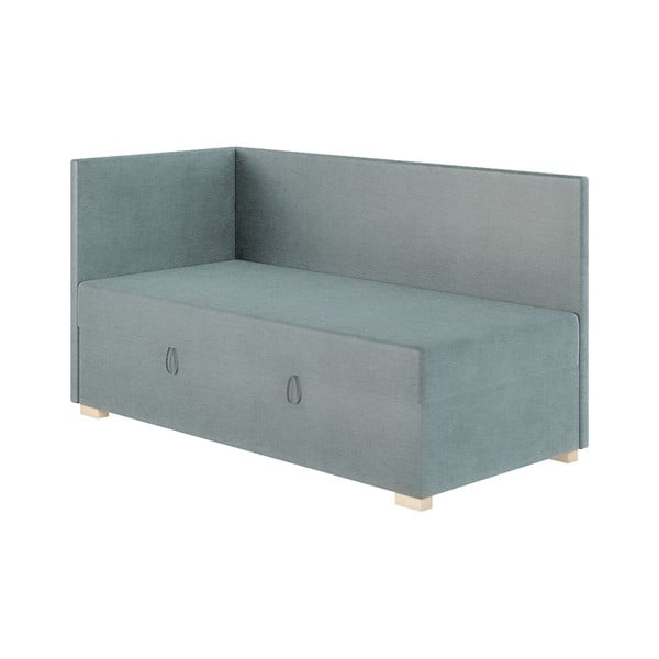 Plavi kutni dječji krevet s prostorom za pohranu s madracem 90x200 cm Flexi – Ghado-image-3