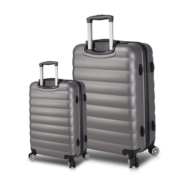Set od 2 siva putna kovčega na kotačima s USB priključcima My Valice RESSNO Cabin &amp; Large