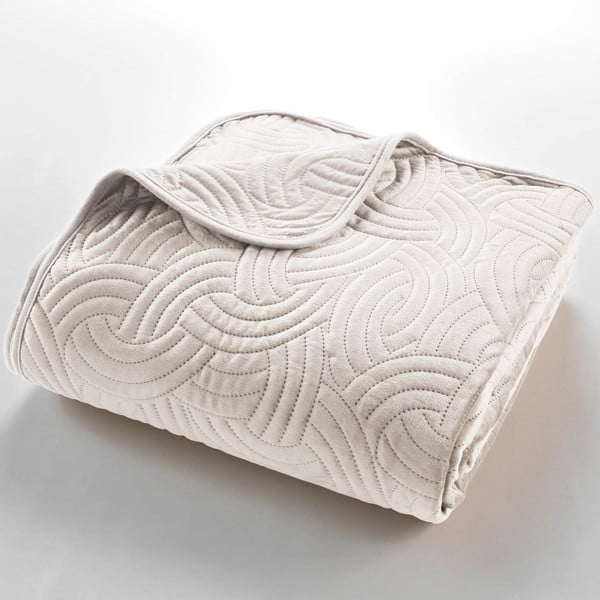 Krem set prekrivača i jastučnice od samta 240x260 cm Solange – douceur d'intérieur