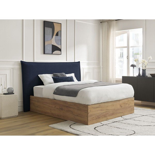 Plavi podstavljeni tapecirani/od iverice bračni krevet s prostorom za odlaganje s podnicom 180x200 cm Charlie – Bobochic Paris-image-3