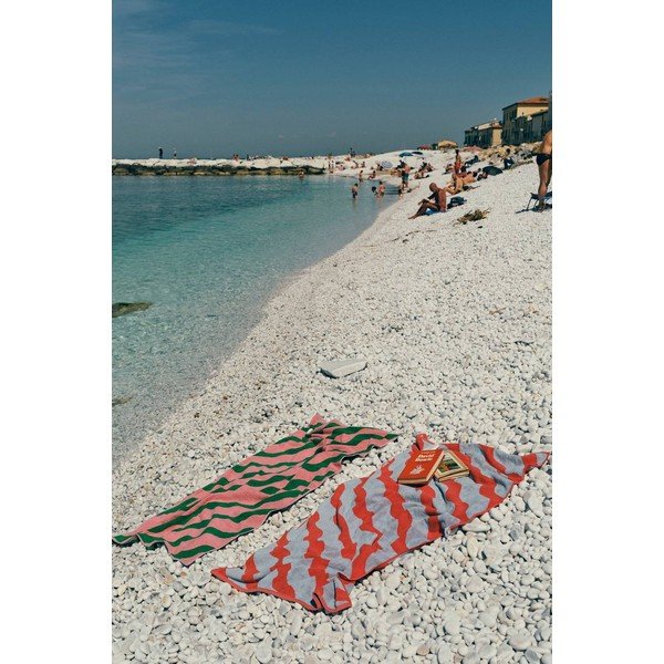 Zeleni/ružičasti pamučan ručnik 90x150 cm Waves – Jotex-image-1