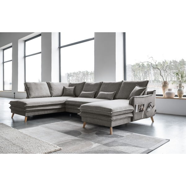 Siva sklopiva kutna garnitura (s lijevim kutom/u obliku slova "U") Charming Charlie – Miuform-image-3