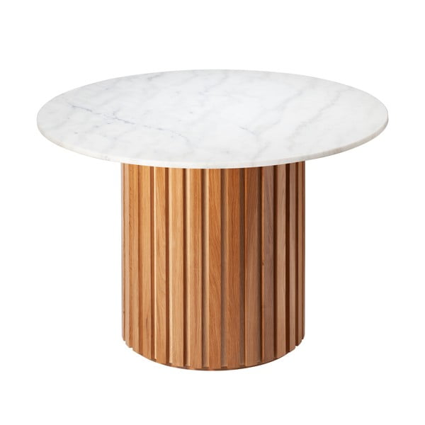 Blagovaonski stol od bijelog mramora s hrastovom bazom RGE Moon, ⌀ 105 cm