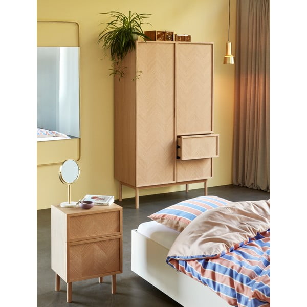 Noćni ormarić od punog hrasta u prirodnoj boji Herringbone – Hübsch-image-3