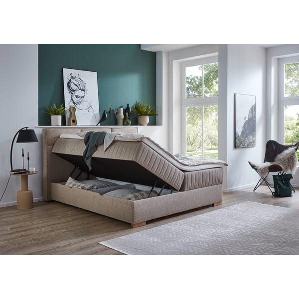 Bež boxspring krevet s prostorom za pohranu 160x200 cm Tambo – Meise Möbel-image-4