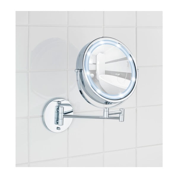 Kozmetičko ogledalo s osvjetljenjem/povećavajuće (5x) ø 17,5 cm Power-Loc Lumi – Wenko-image-1