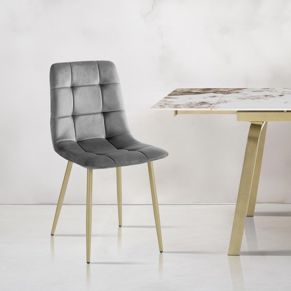 Sive baršunaste blagovaonske stolice u setu 2 kom Faffy – Tomasucci-image-1