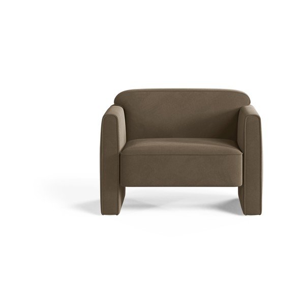 Smeđe-siva baršunasti fotelja Abby – Micadoni -image-1