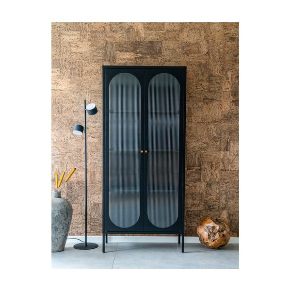 Crna metalna vitrina 80x180 cm Adelaide – House Nordic-image-3