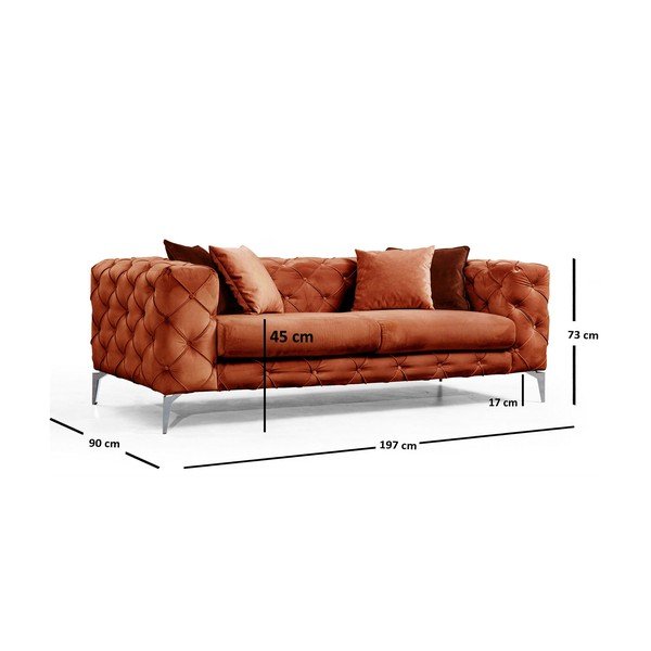 Narančasta baršunasti sofa 197 cm Como – Artie-image-3