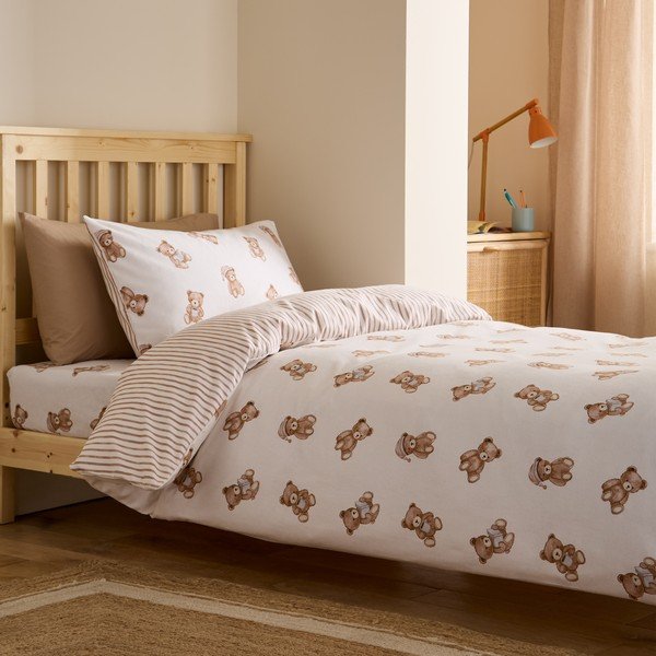 Krem flanelska dječja posteljina za krevet za jednu osobu 120x150 cm Brushed Teddy Bear – Catherine Lansfield-image-4