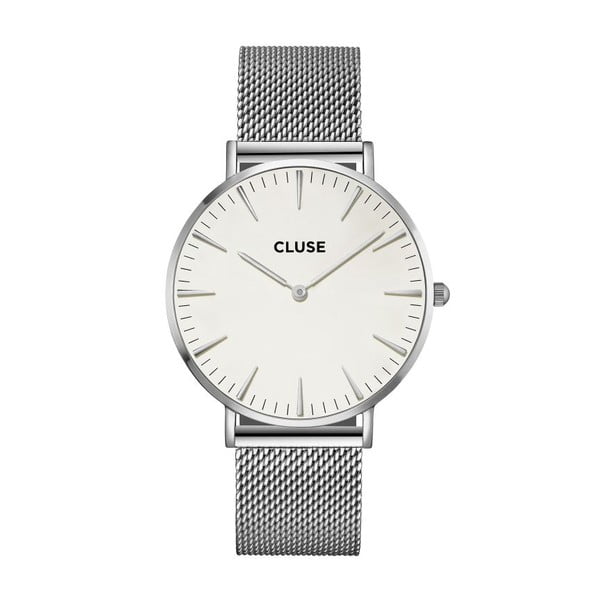 Damski ručni sat od nehrđajućeg čelika u srebrnoj boji s bijelim brojčanikom Cluse La Bohéme