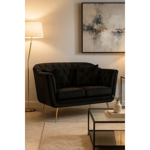 Crna baršunasti sofa 130 cm Budapest – Mauro Ferretti-image-1