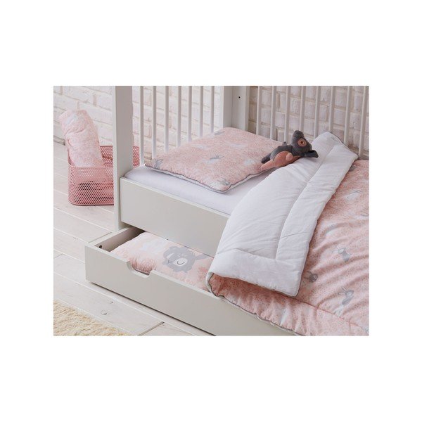 Set ružičastih popluna za bebe s jastukom Pinio Bunnies, 100 x 135 cm-image-1