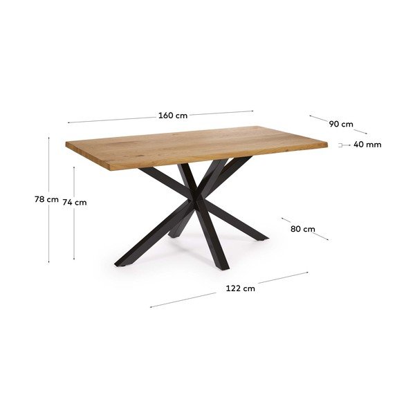 Blagovaonski stol s pločom stola u dekoru hrasta 90x160 cm Argo – Kave Home-image-4