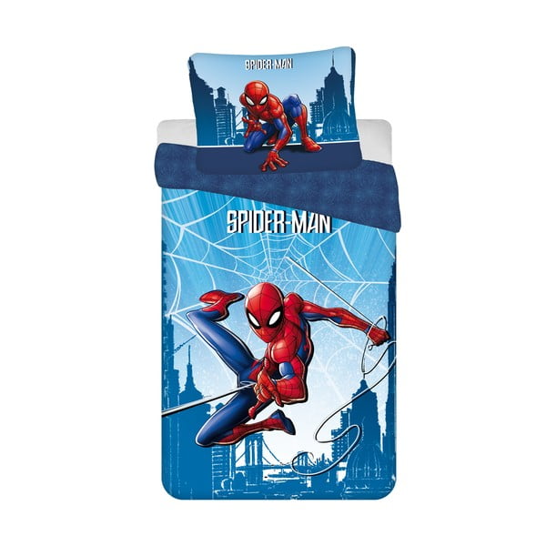 Plava pamučna dječja posteljina za krevet za jednu osobu 140x200 cm Spider-man "Blue" – Jerry Fabrics