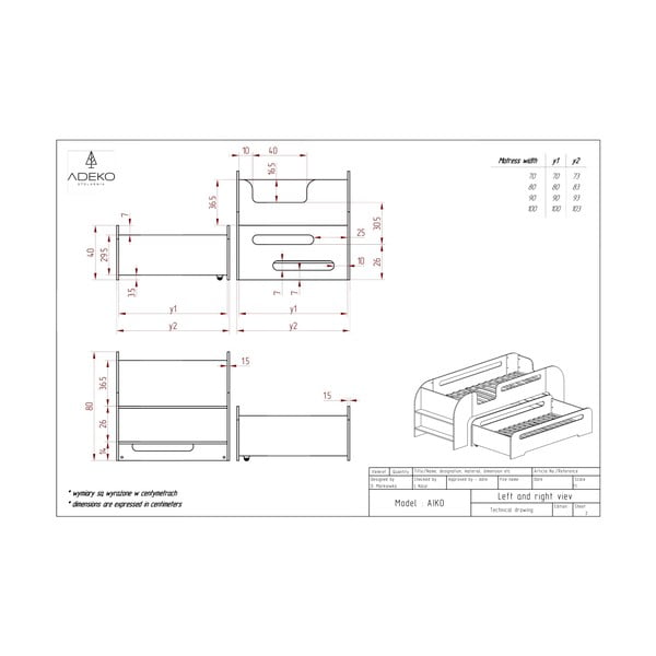 Dječji krevet s dodatnim ležajem 80x200 cm u prirodnoj boji AIKO – Adeko-image-3