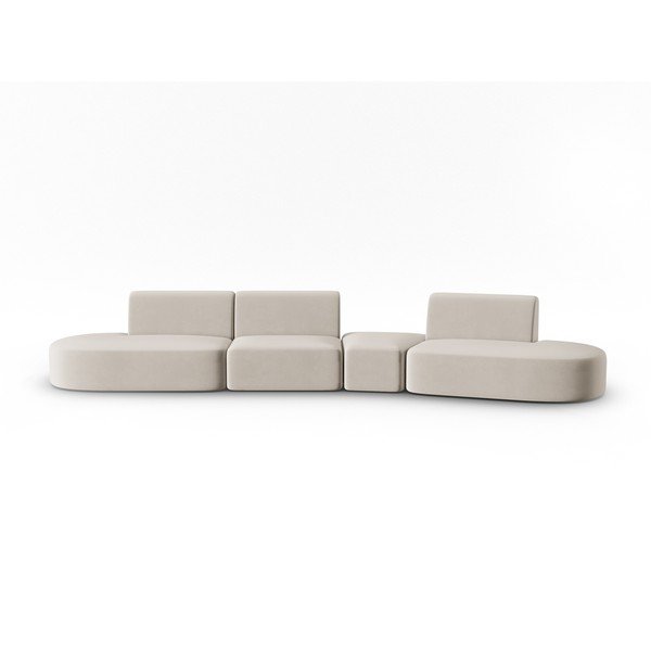 Bež baršunasti sofa s desnim kutom 428 cm Paolo – Milo Casa