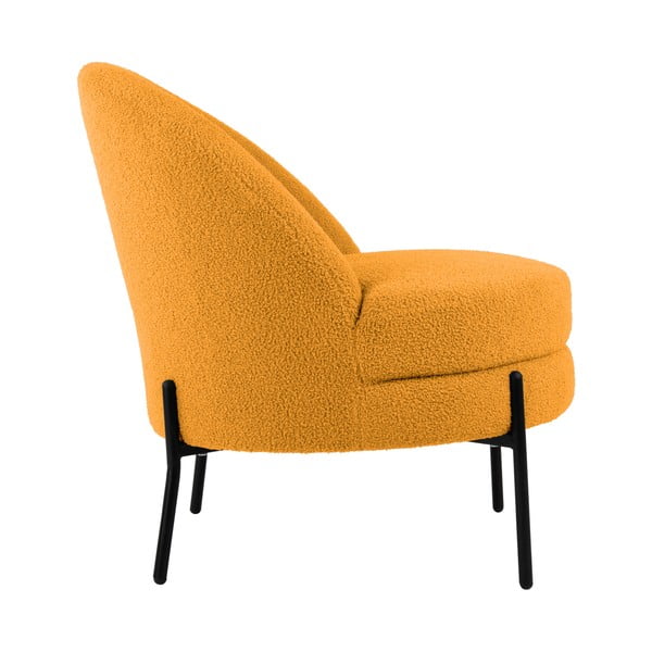 Oker žuta fotelja od bouclé tkanine Noble – Leitmotiv-image-3