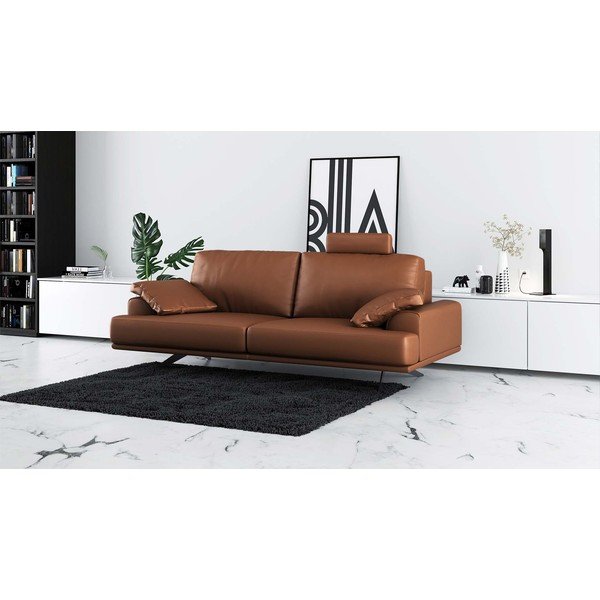 Konjak smeđa kožna sofa 220 cm Prado – MESONICA-image-1