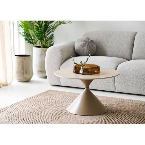 Bež okrugao stolić za kavu s keramičkom daskom ø 70 cm Annecy – House Nordic-image-1
