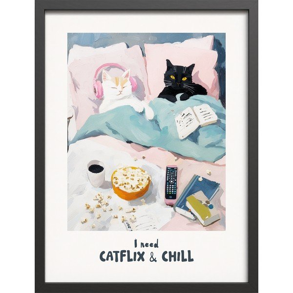 Tiskana slika s okvirom 30x40 cm Catflix – Styler
