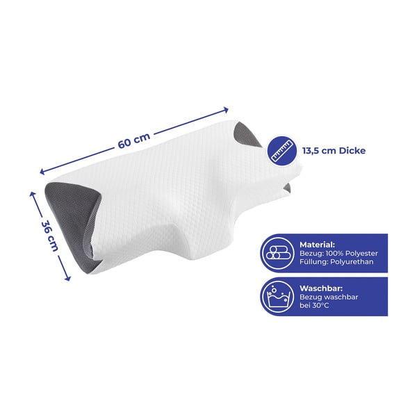 Anatomski jastuk s punjenjem od memorijske pjene 36x60 cm - Maximex-image-3