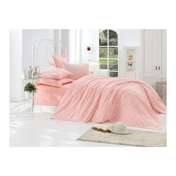 Ružičasta posteljina s pamučnom posteljinom za bračni krevet Lolita, 220 x 240 cm