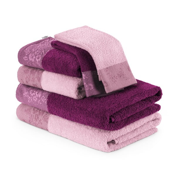 Set od 6 ružičastih ručnika i ručnika za kupanje AmeliaHome