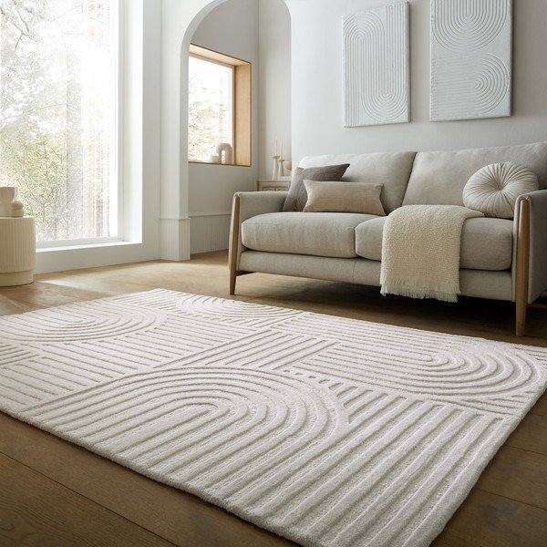 Ručno rađen vunen tepih boje slonovače 200x290 cm Zen Garden – Flair Rugs-image-1