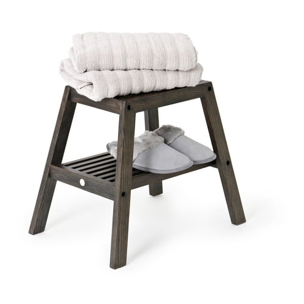 Crni stolac od hrastovog drveta Wireworks Slatted Stool-image-2