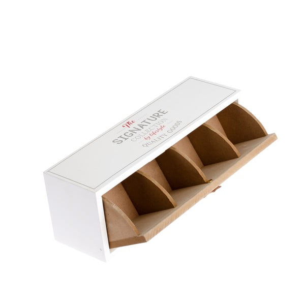 Bijela drvena kutija za čaj s 3 Dakls pretinca, 30 x 10,5 cm