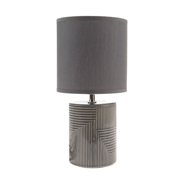Siva stolna lampa keramička s tekstilnim sjenilom (visina 32,5 cm) Anita – Dakls