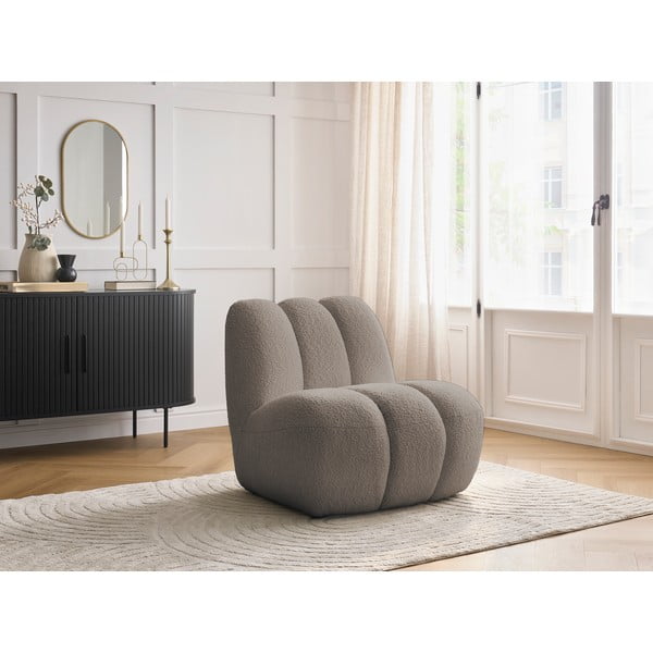 Smeđe-siva fotelja od bouclé tkanine Janissaire – Bobochic Paris-image-1