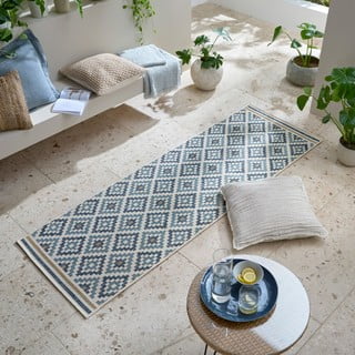 Žuti /plavi unutarnji i vanjski tepih 80x230 cm Zia Trellis – Flair Rugs